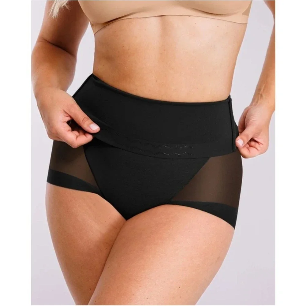 Shapellx Women's Black Mesh Smooth Butt-Lifting Brief Shaping Shorts Size XL NWT